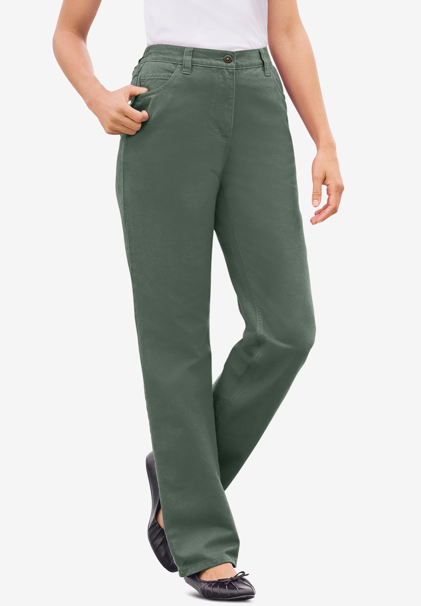 Perfect Back-Elastic Gap-Free Straight-Leg Cotton Jeans image number 0