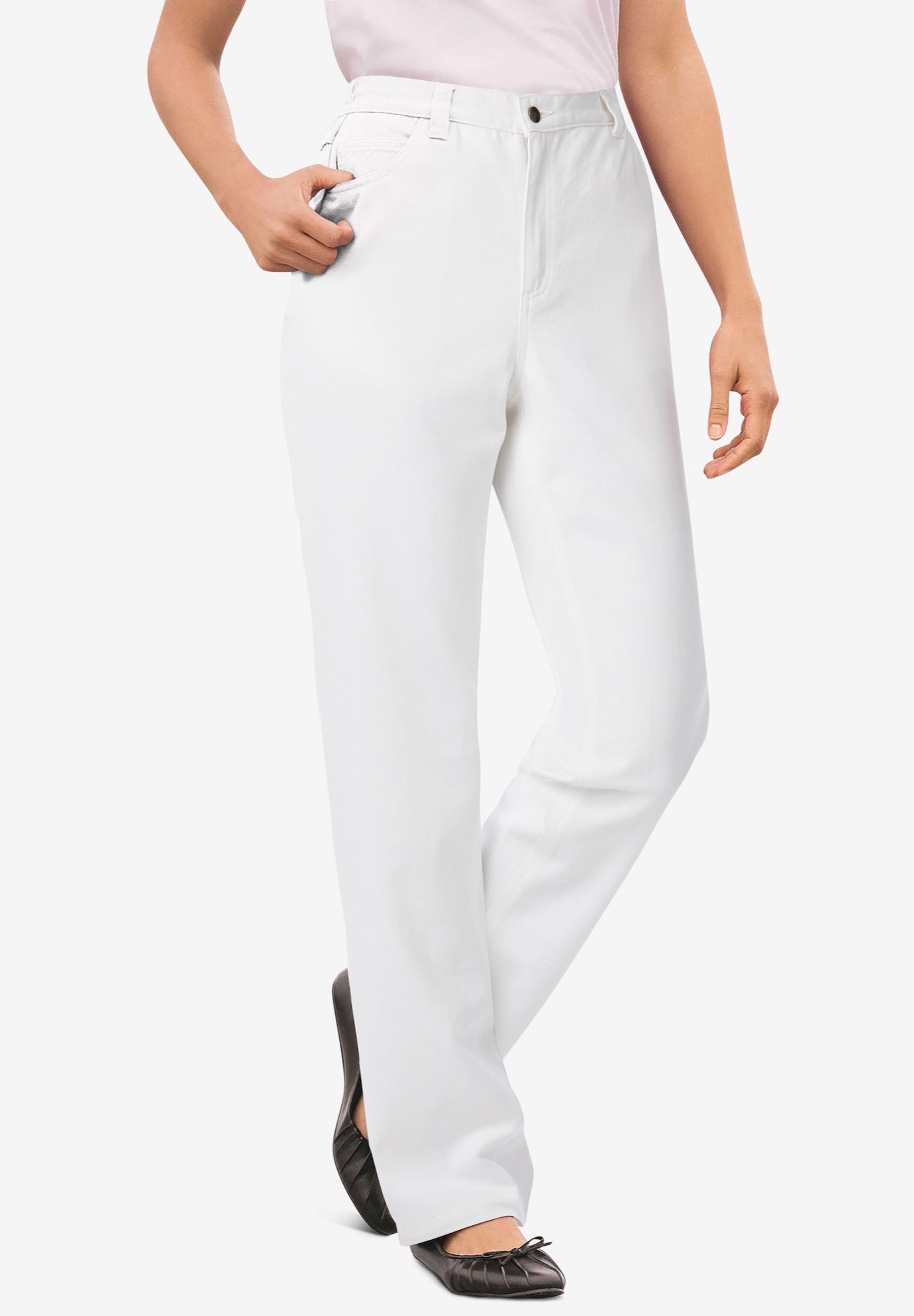 Perfect Back-Elastic Gap-Free Straight-Leg Cotton Jeans image number 0