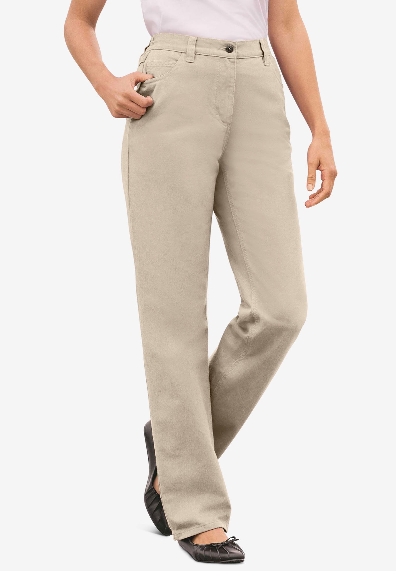 Perfect Back-Elastic Gap-Free Straight-Leg Cotton Jeans image number 0