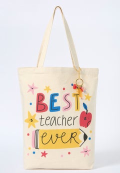 Best Teacher Tote Bag & Charm Key Chain