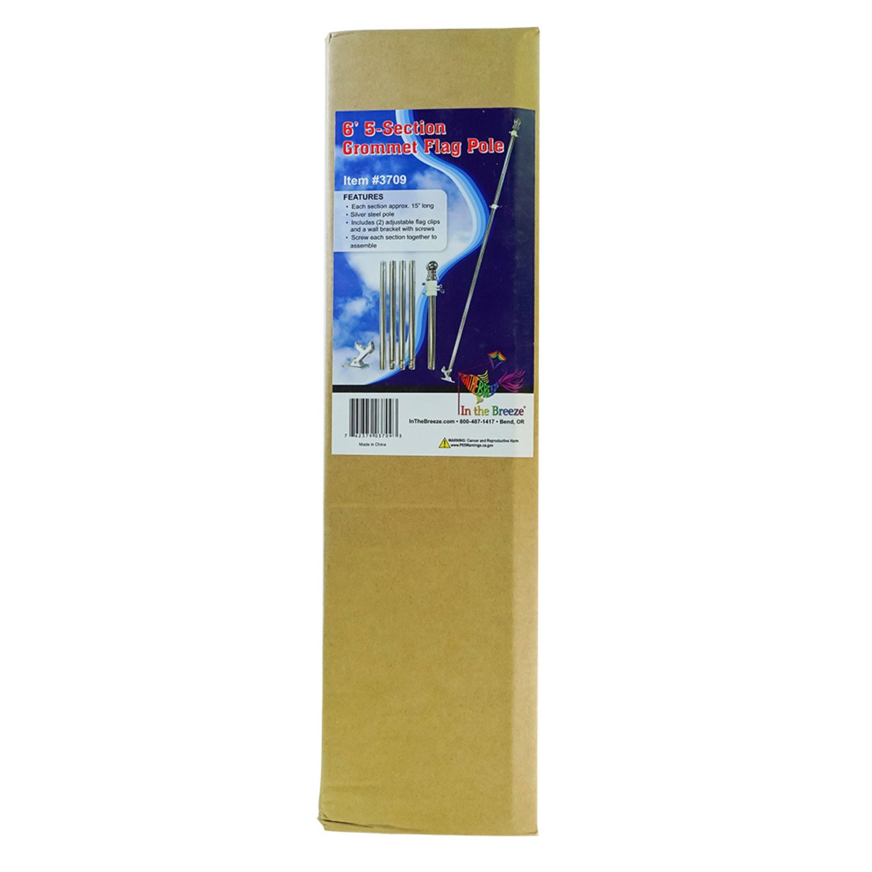 6' 5-Section Grommet Flag Pole and Mounting Bracket image number 1