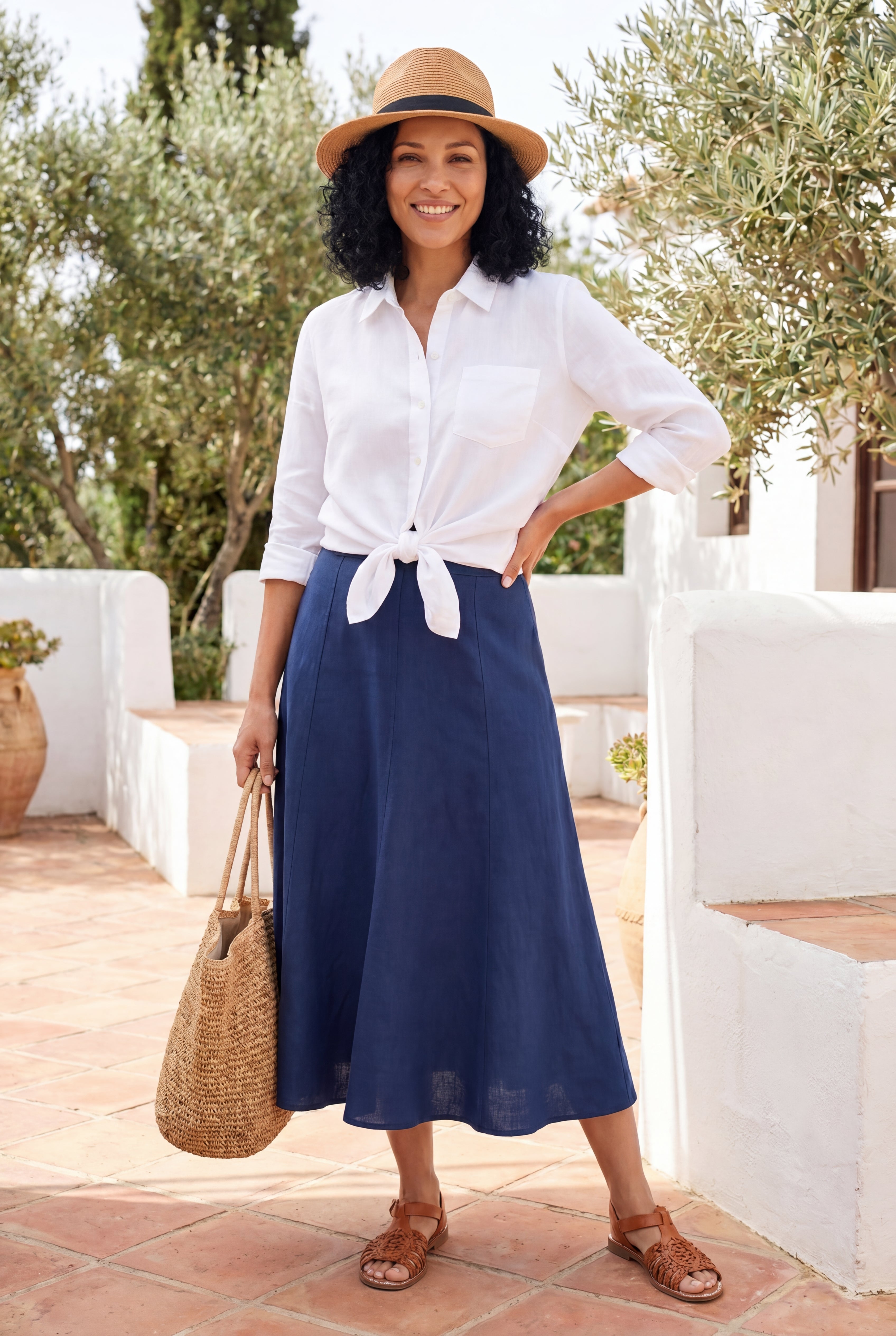 Linen-Blend Skirt image number 1