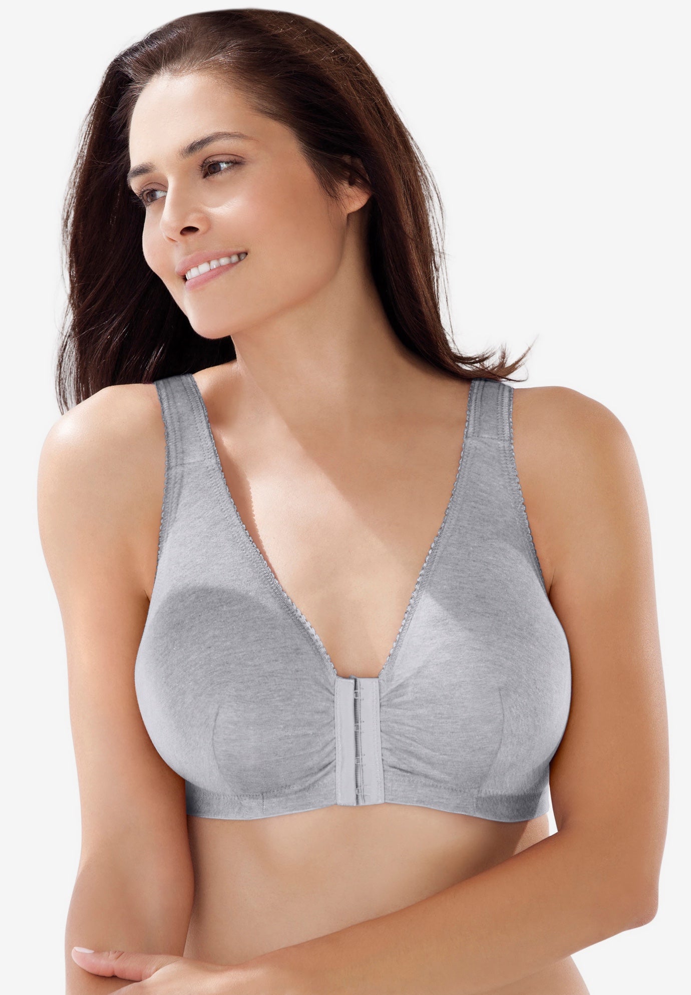 Leading Lady® Meryl Cotton Front-Close Wireless Bra image number 0