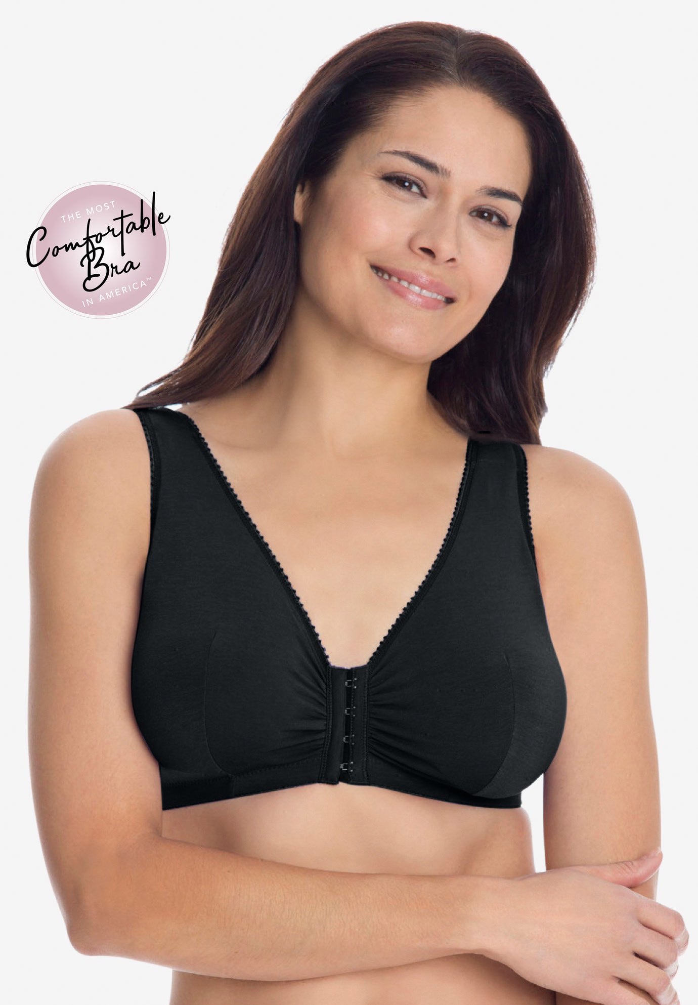 Leading Lady® Meryl Cotton Front-Close Wireless Bra image number 0