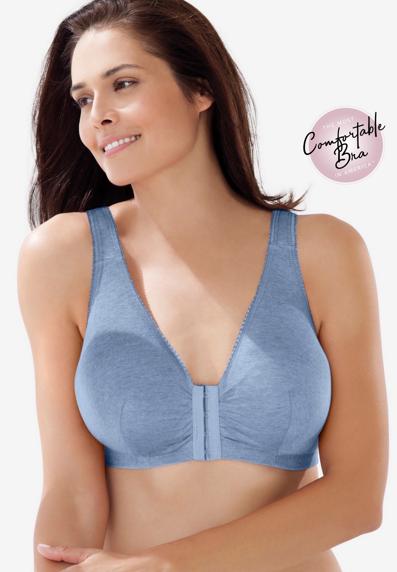 Leading Lady® Meryl Cotton Front-Close Wireless Bra image number 0
