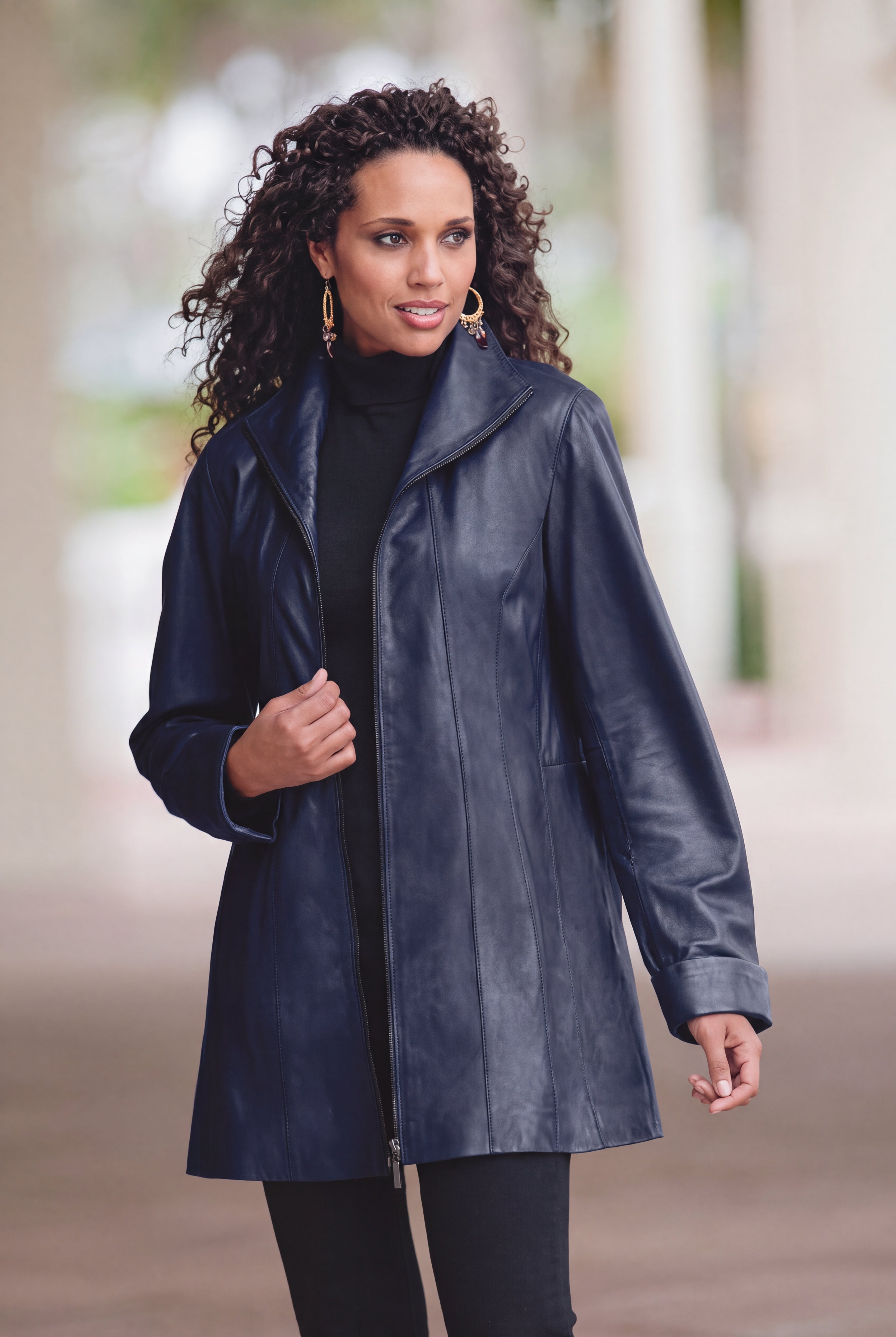 Plus Size A-Line Leather Jacket image number 0