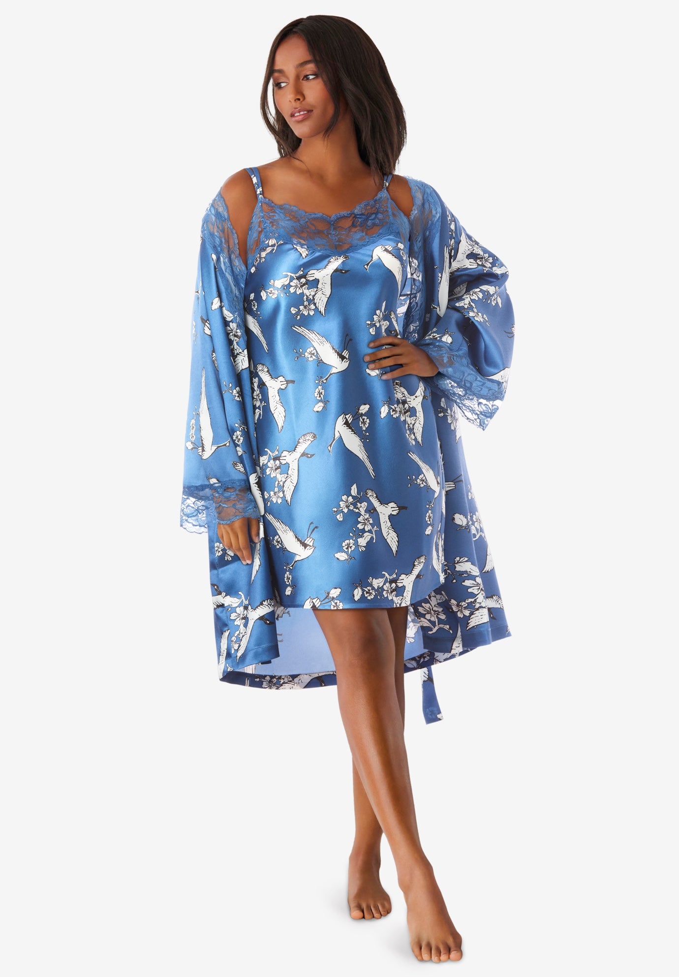 The Luxe Satin Short Peignoir Set image number 0