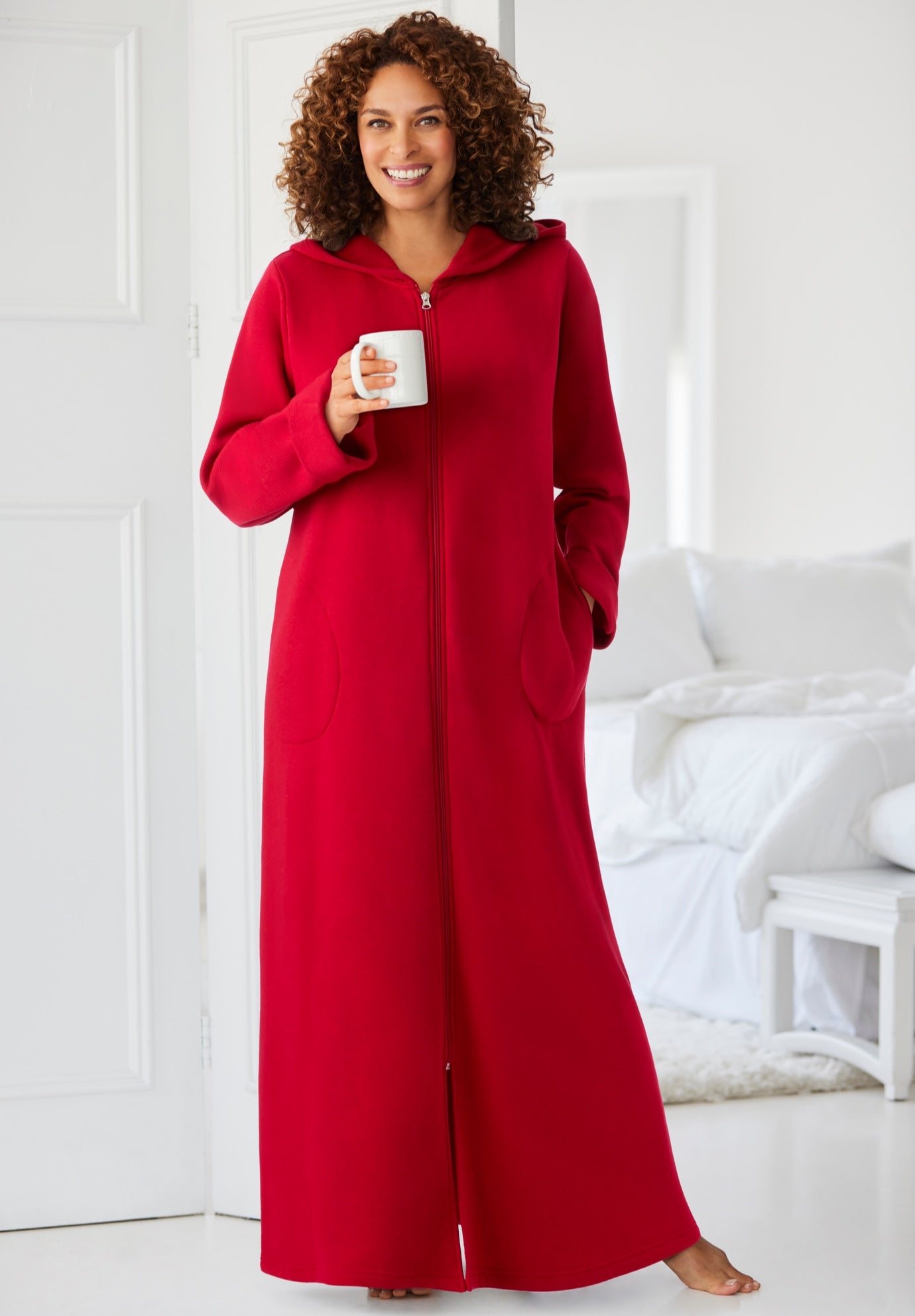 Long Hooded Fleece Sweatshirt Robe image number 0