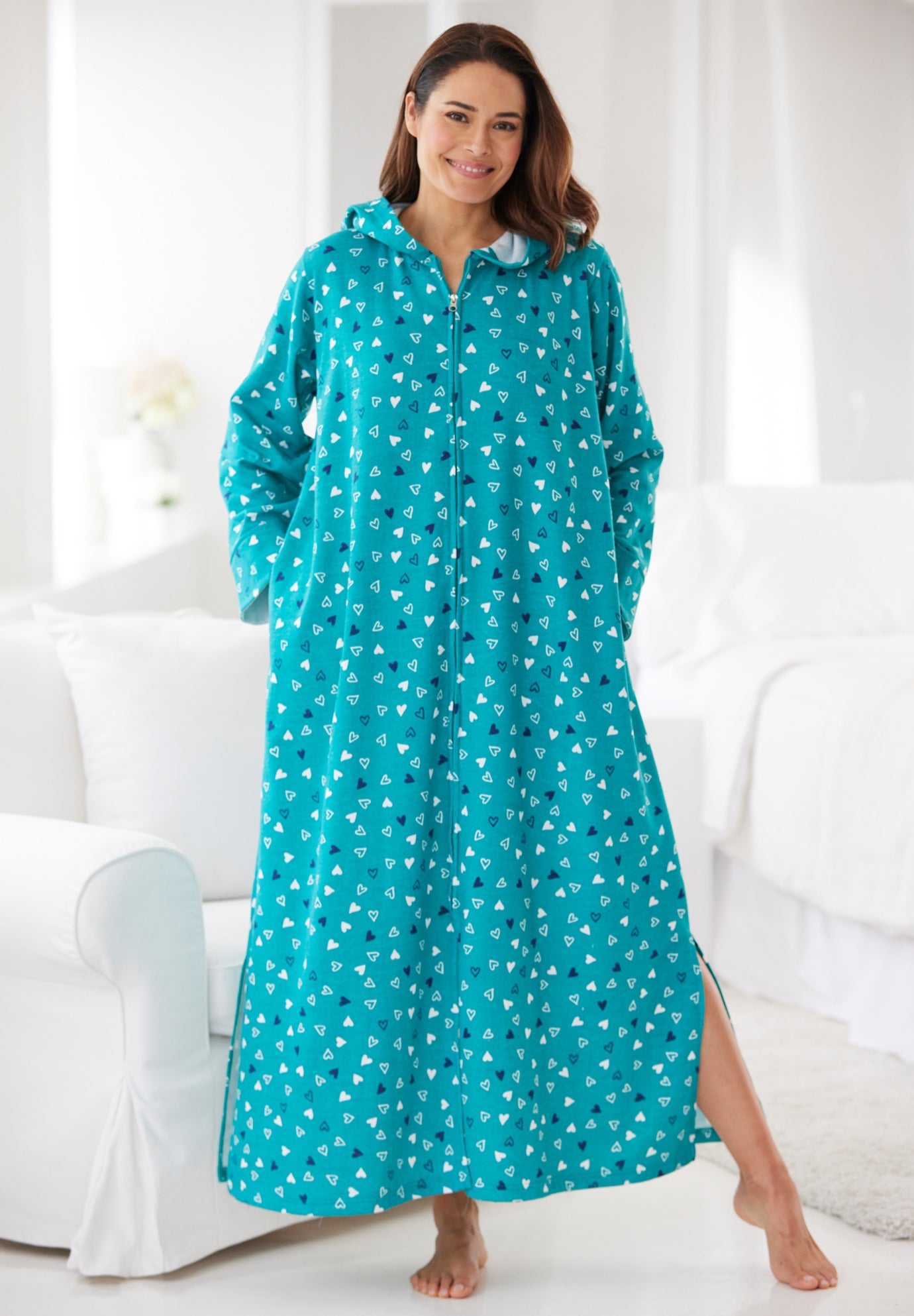 Long Hooded Fleece Sweatshirt Robe image number 0