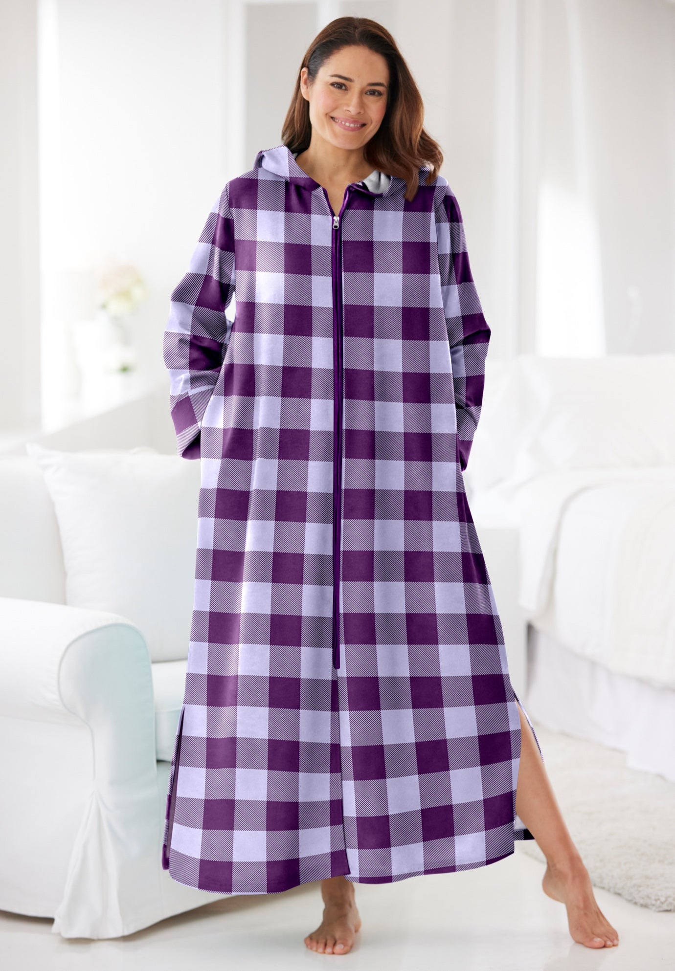 Long Hooded Fleece Sweatshirt Robe image number 0