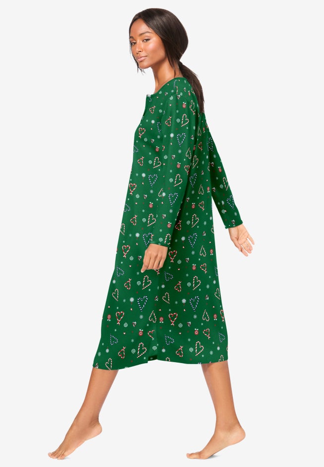 Long-Sleeve Henley Print Sleepshirt  image number 2