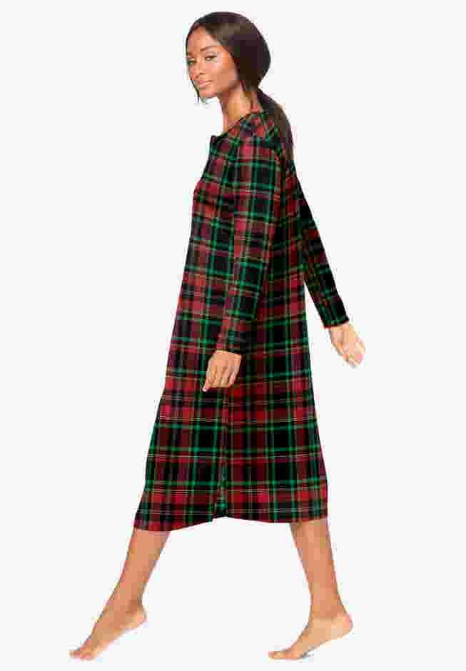 Long-Sleeve Henley Print Sleepshirt  image number 2