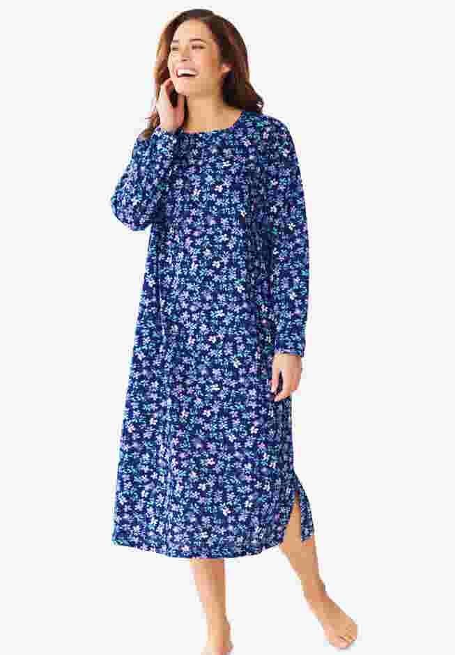 Long-Sleeve Henley Print Sleepshirt  image number 0