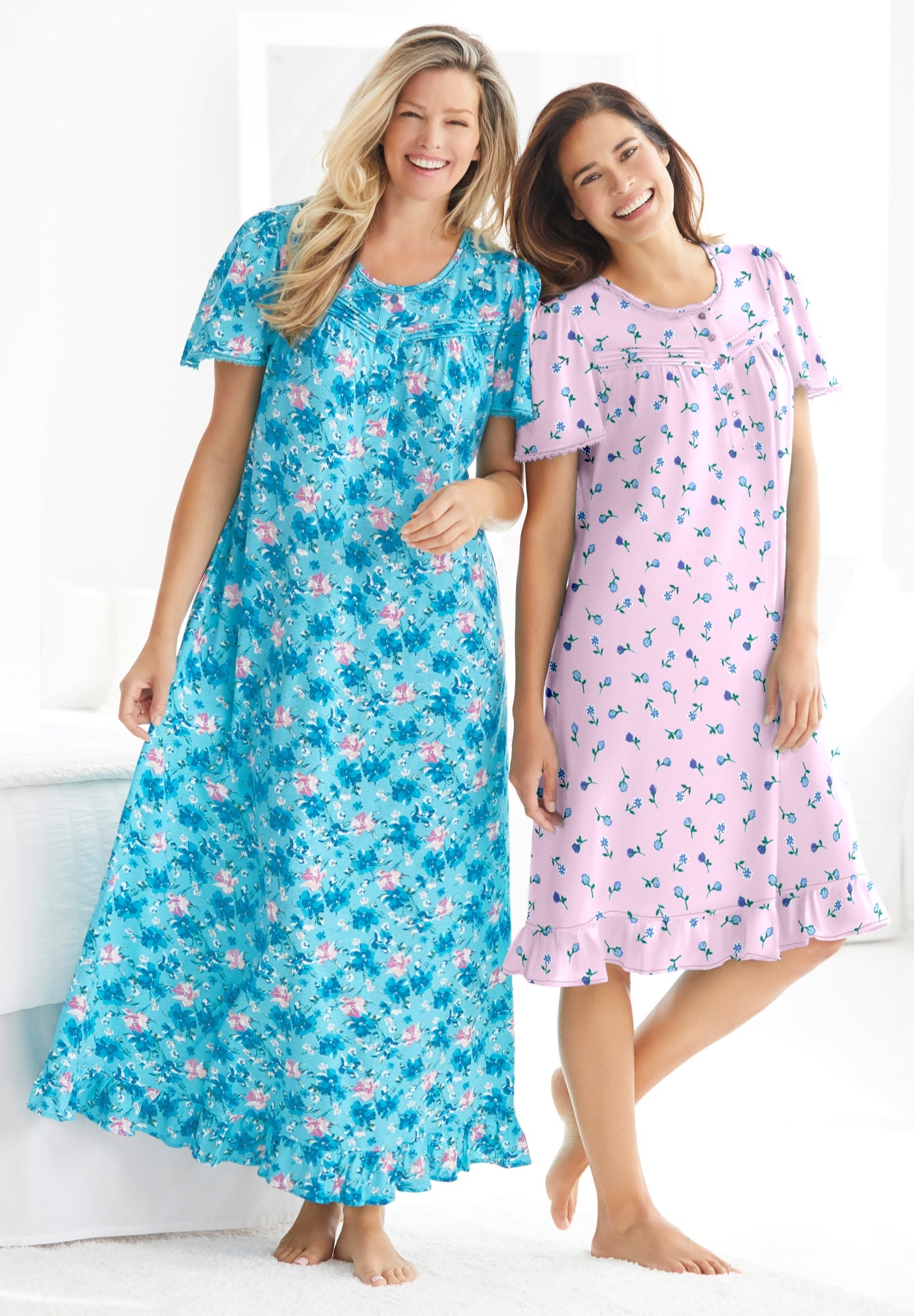 Short Floral Print Cotton Gown image number 6