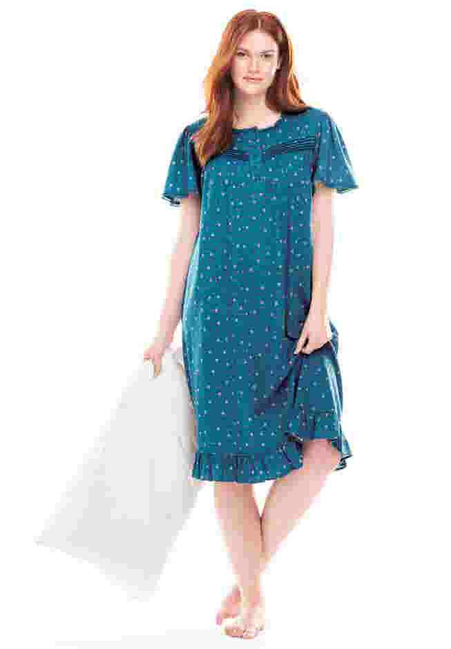 Short Floral Print Cotton Gown image number 6