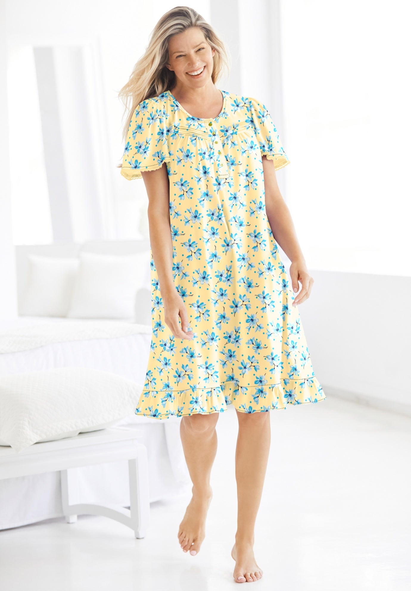 Short Floral Print Cotton Gown image number 0