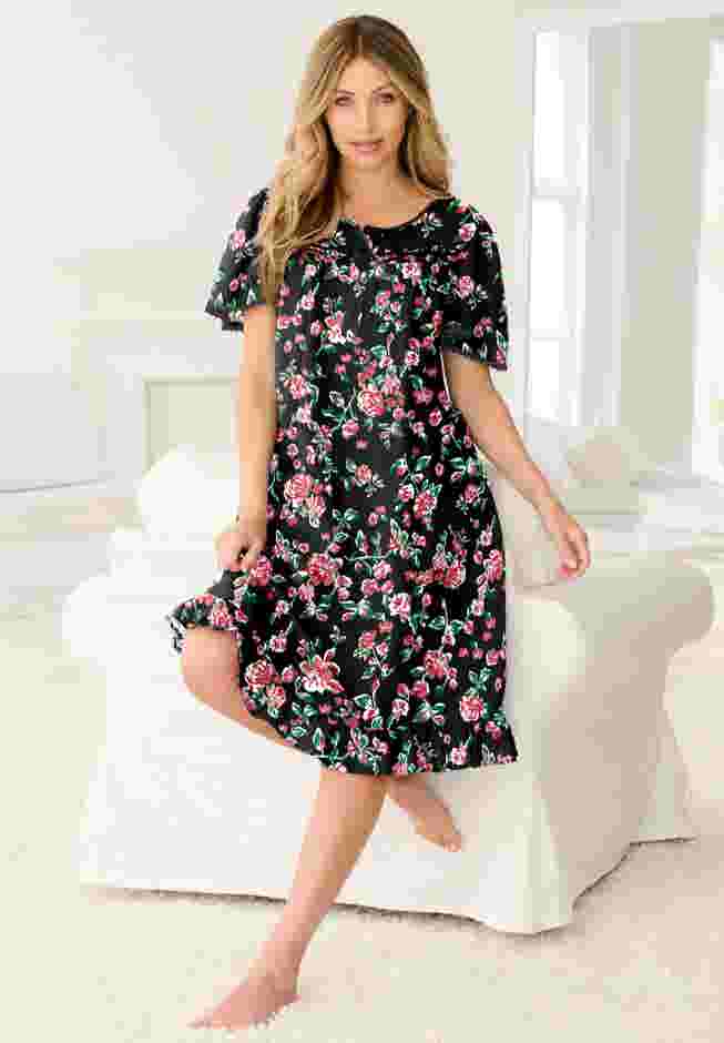 Short Floral Print Cotton Gown image number 0