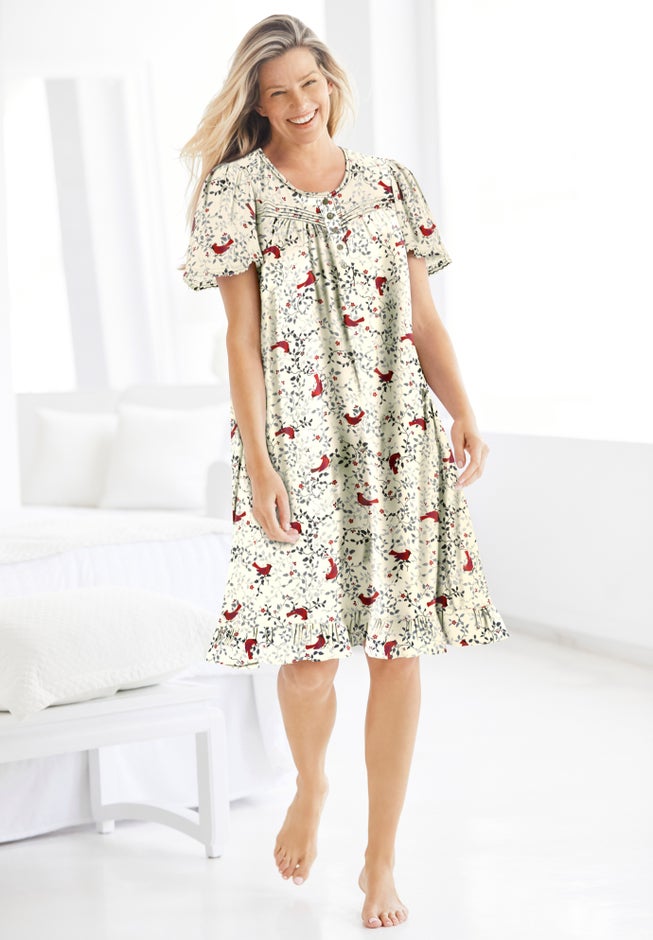 Short Floral Print Cotton Gown image number 4