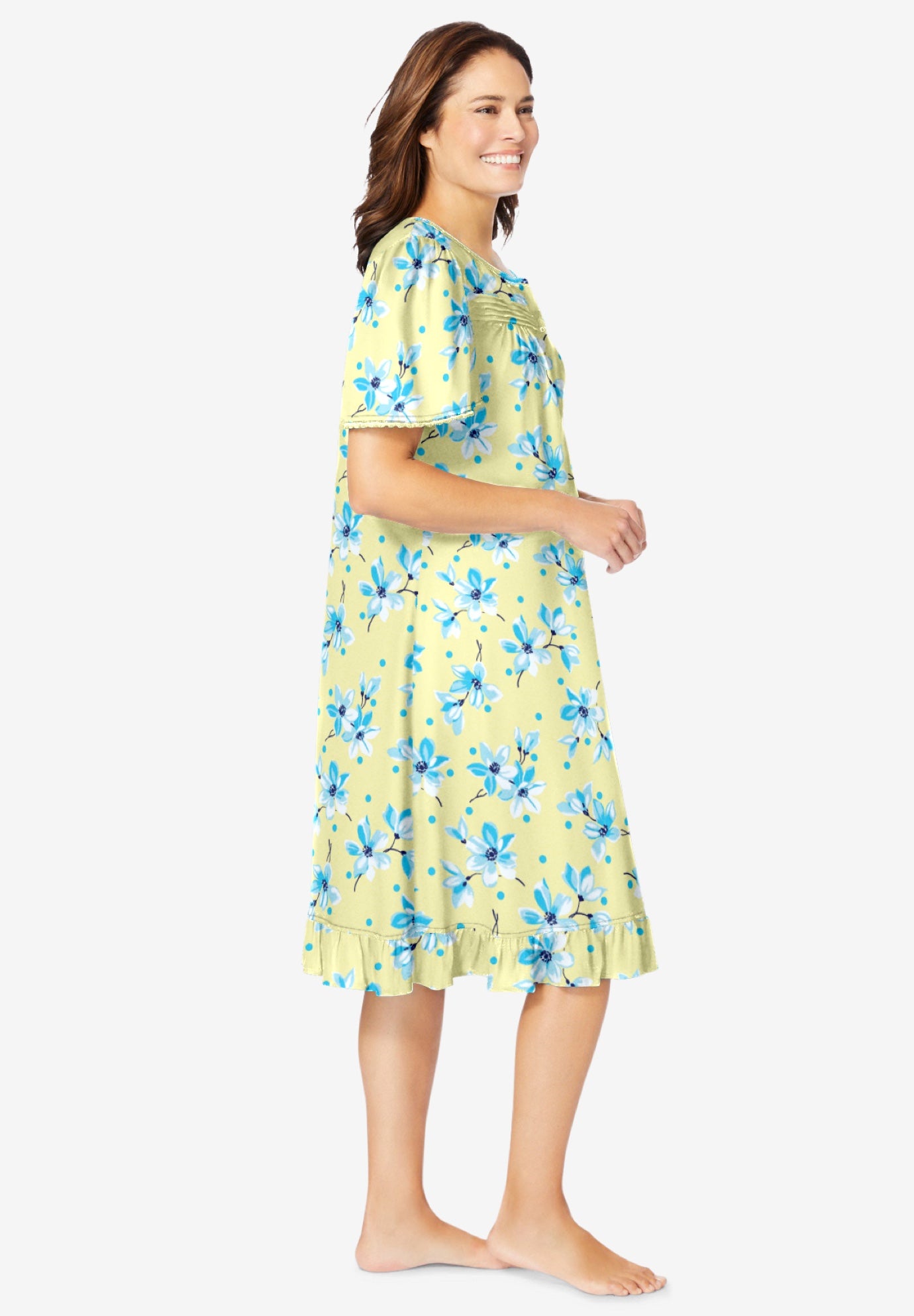 Short Floral Print Cotton Gown image number 2