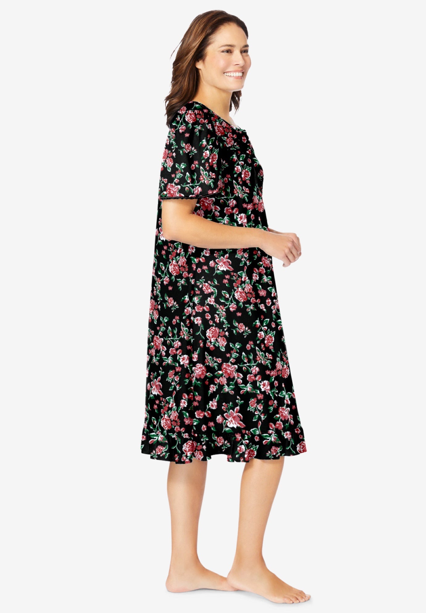 Short Floral Print Cotton Gown image number 2