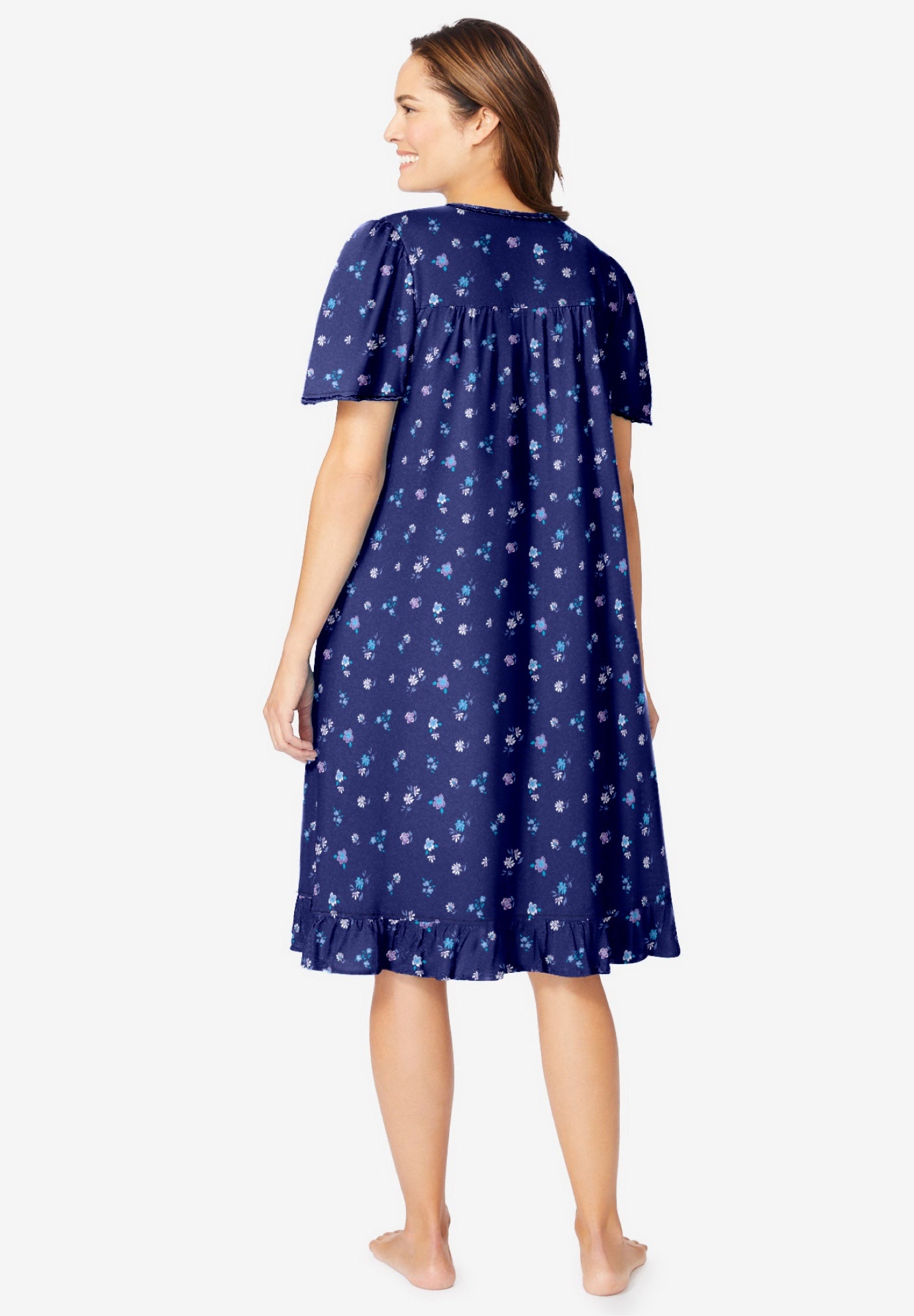 Short Floral Print Cotton Gown image number 1