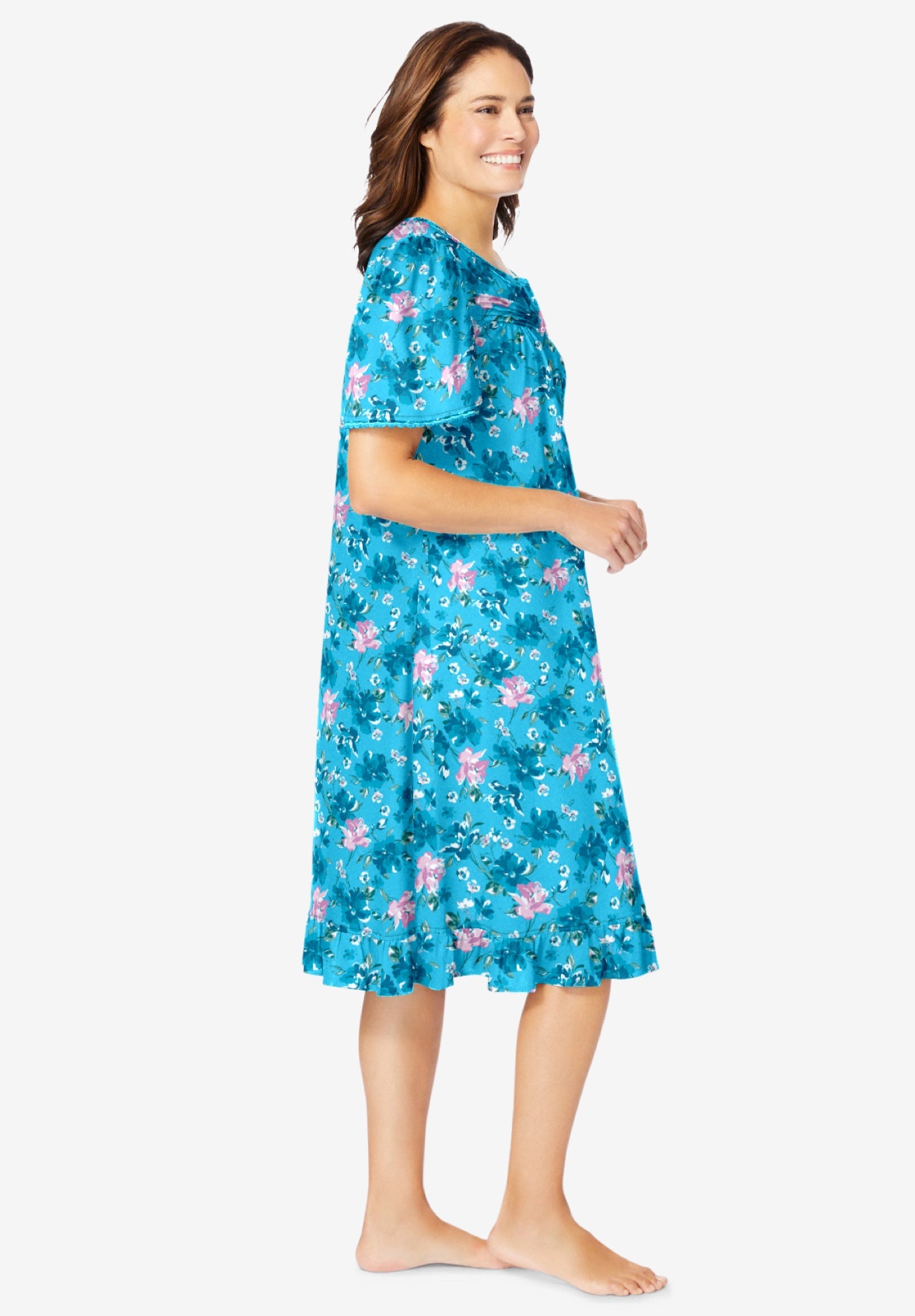 Short Floral Print Cotton Gown image number 2