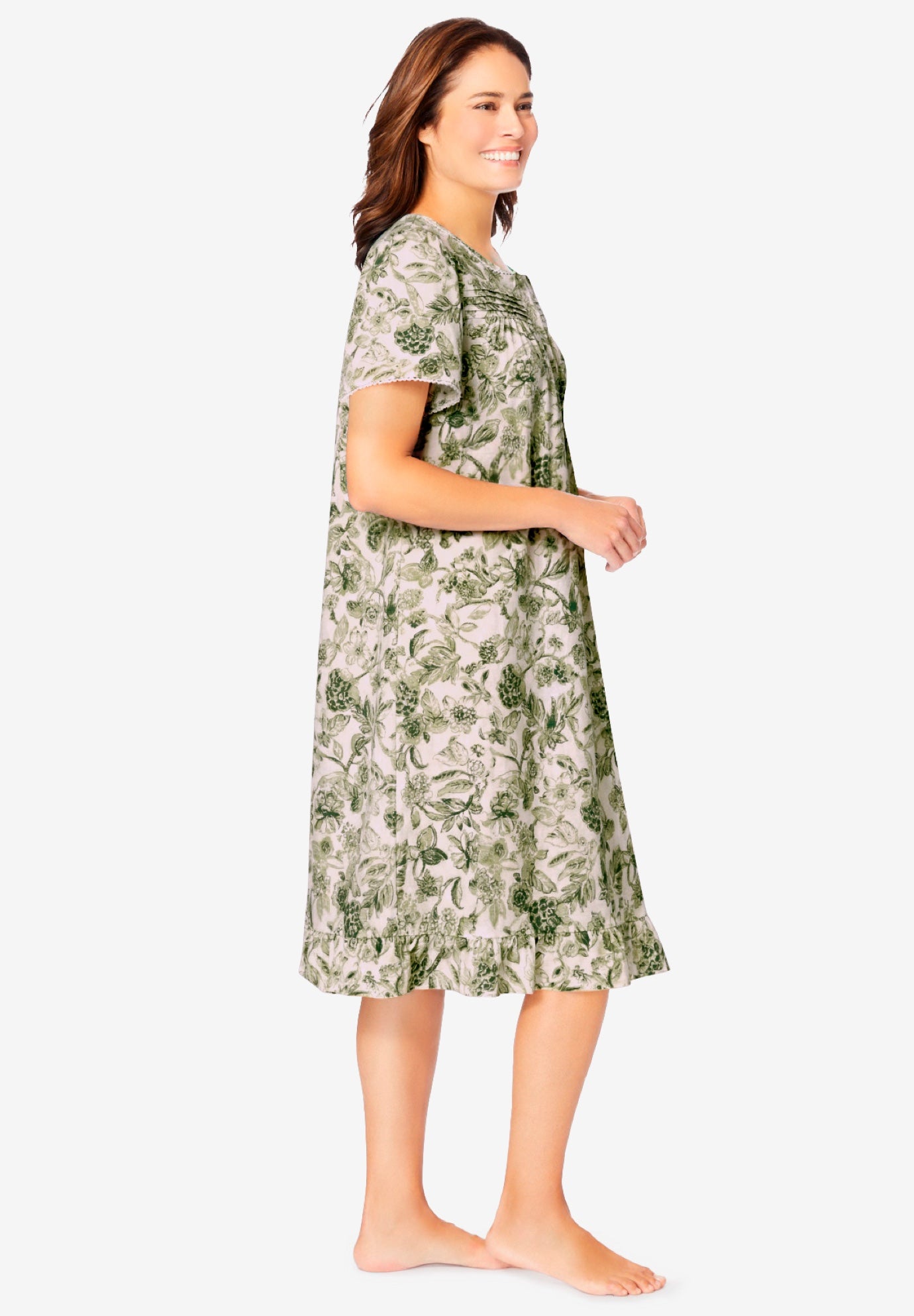 Short Floral Print Cotton Gown image number 2