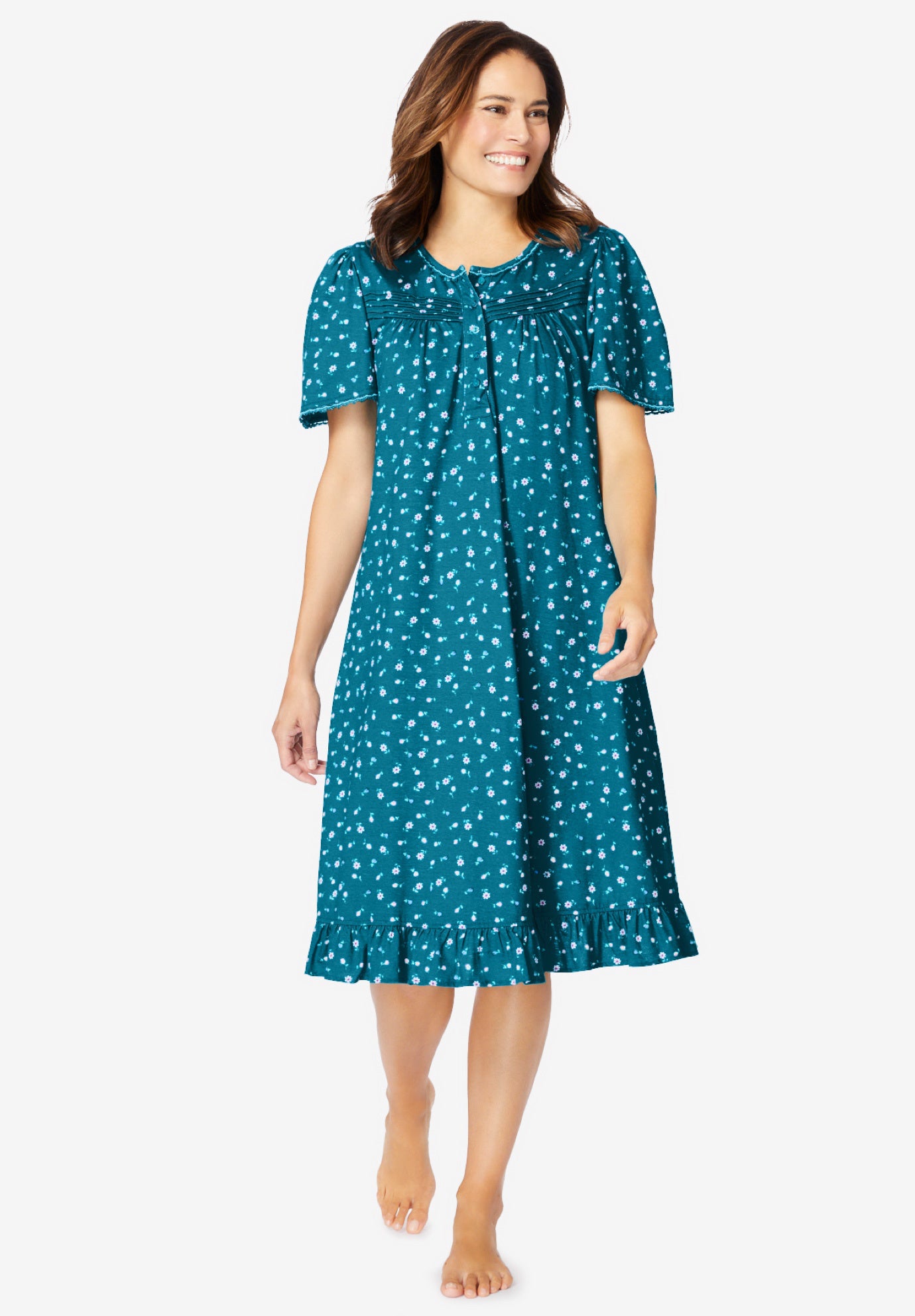 Short Floral Print Cotton Gown image number 0