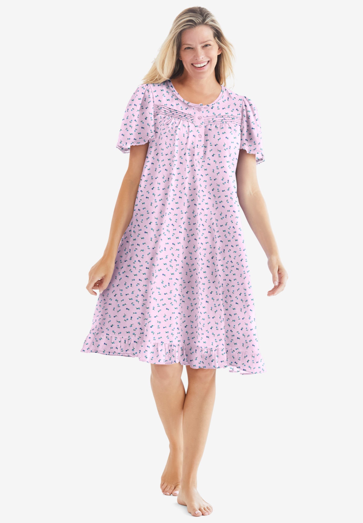 Short Floral Print Cotton Gown image number 0