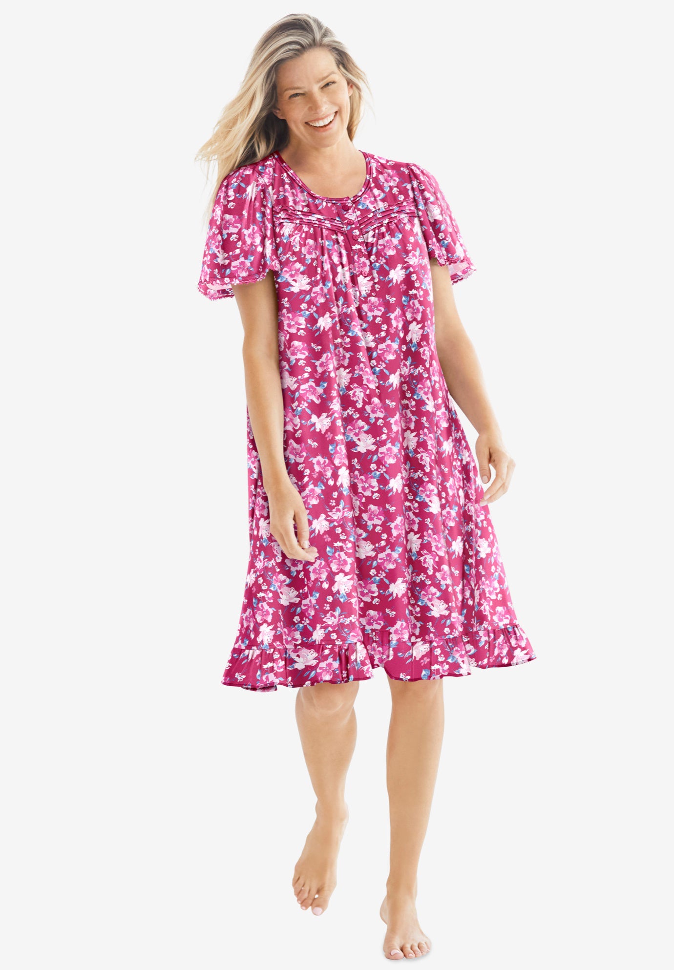 Short Floral Print Cotton Gown image number 0