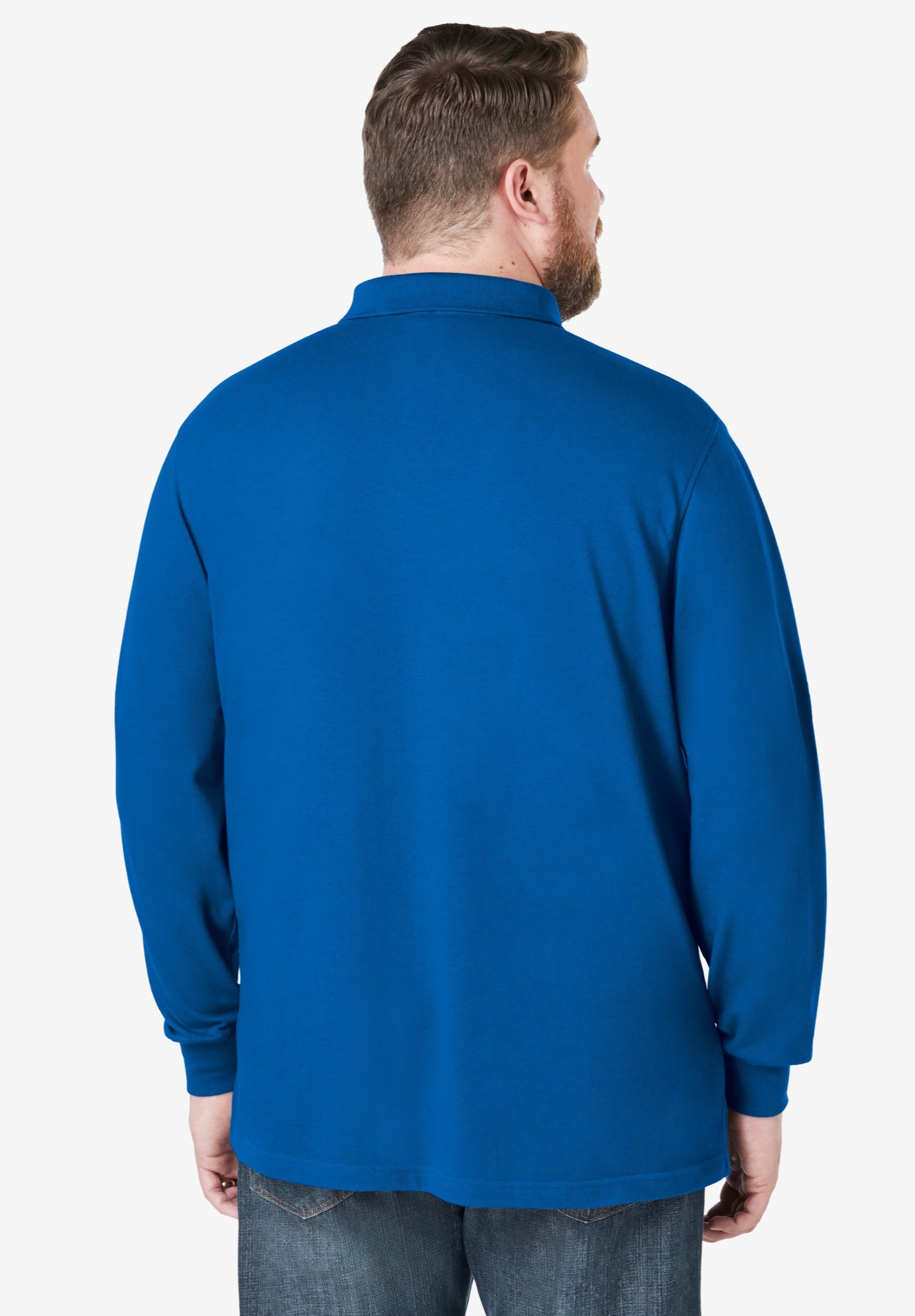 Long-Sleeve Shrink-Less&trade; Cotton Polo Shirt image number 1