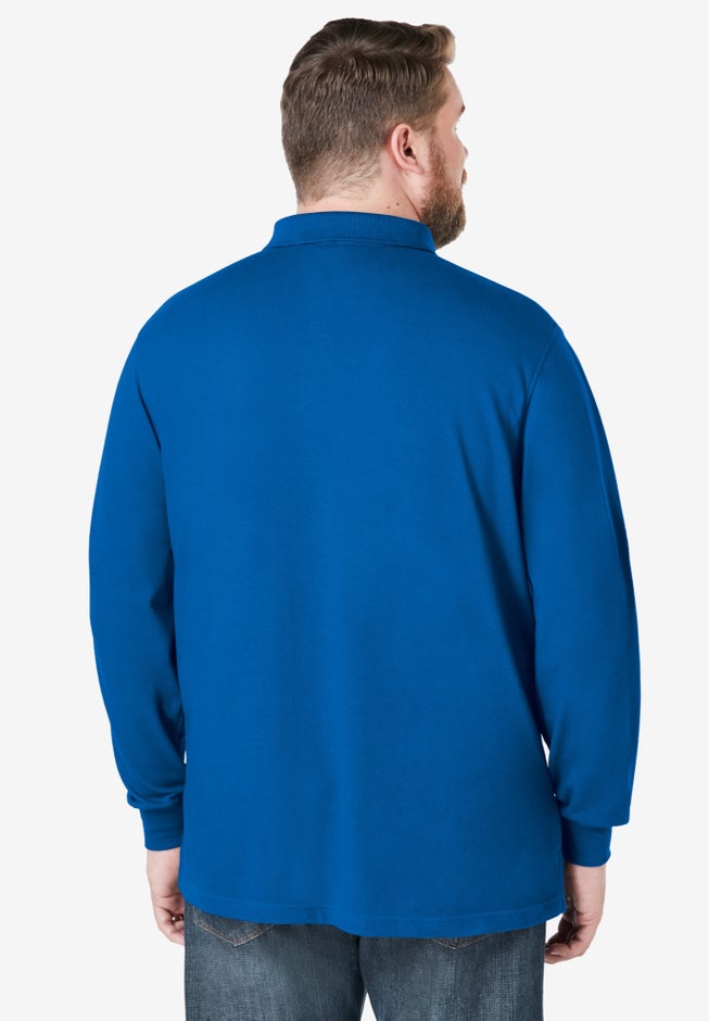 Long-Sleeve Shrink-Less&trade; Cotton Polo Shirt image number 1