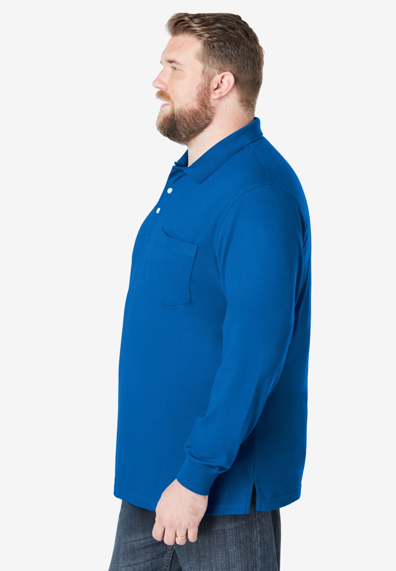 Long-Sleeve Shrink-Less&trade; Cotton Polo Shirt image number 2