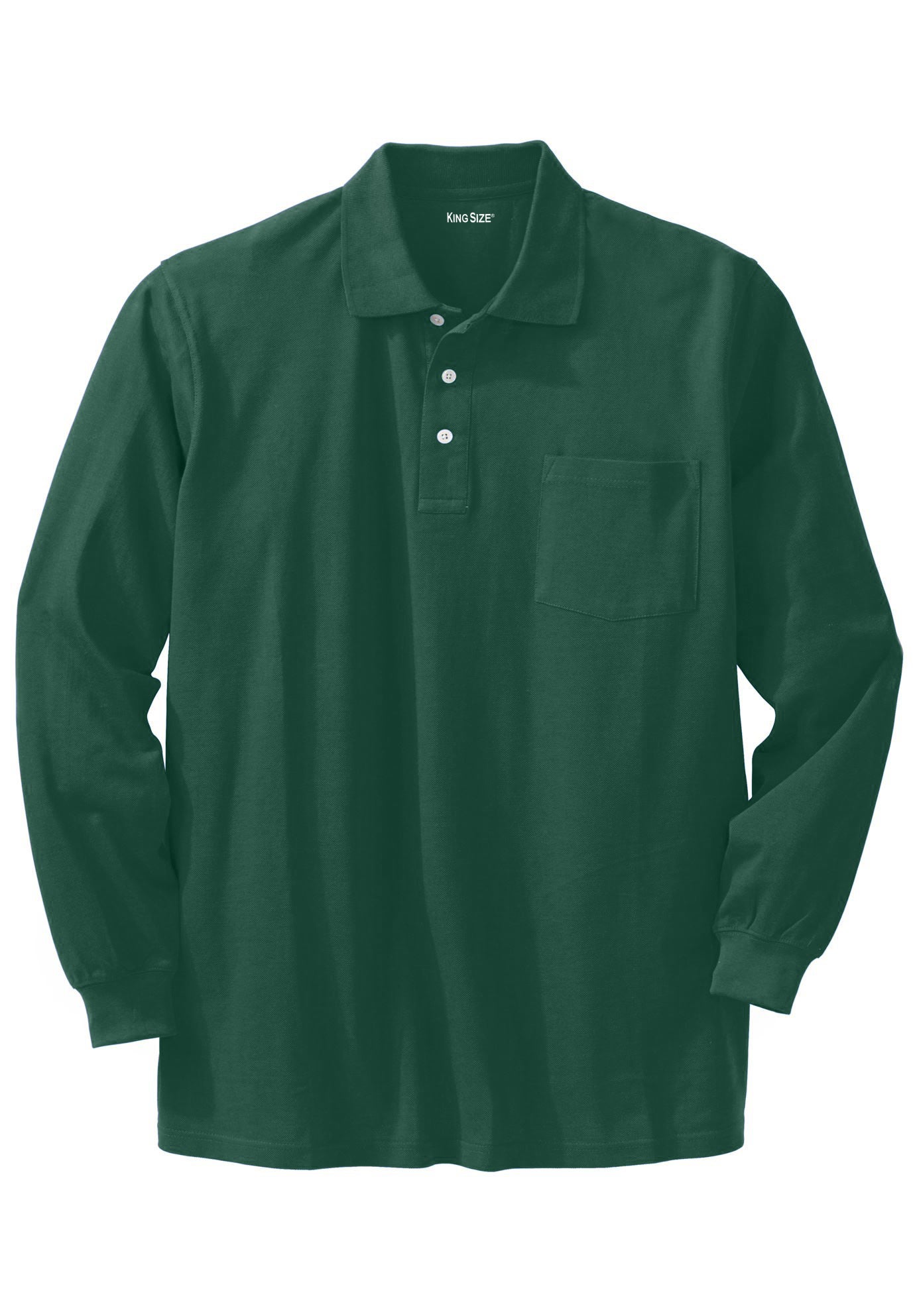 Long-Sleeve Shrink-Less&trade; Cotton Polo Shirt image number 0