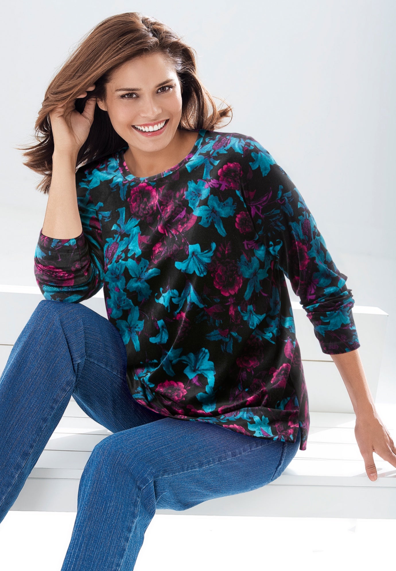 Plush Velour Tunic Sweatshirt image number 0