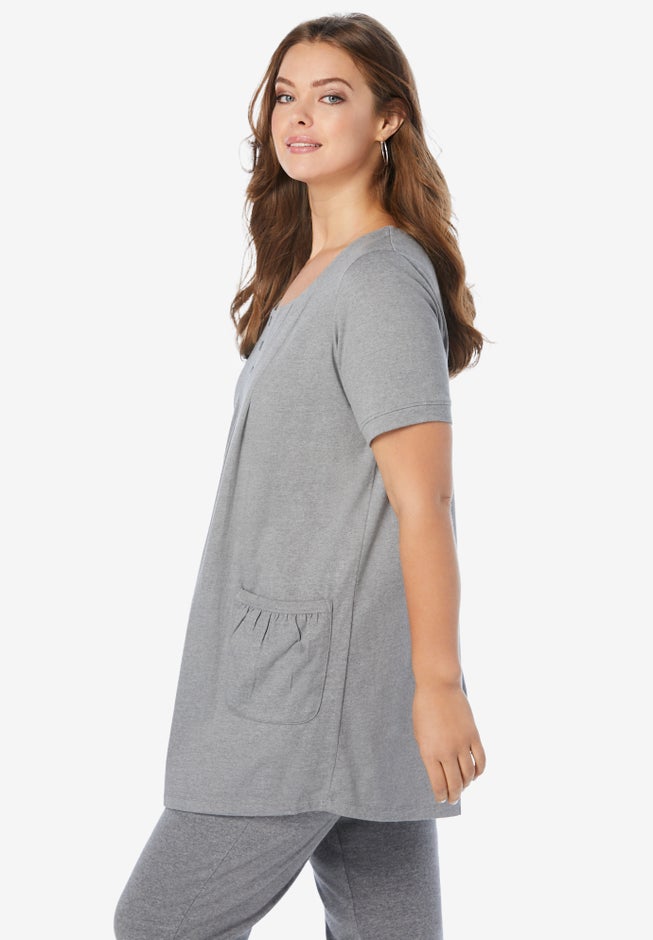 Plus Size Two Pocket Soft Knit Swing Tunic image number 3