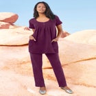 Plus Size Two Pocket Soft Knit Swing Tunic image number null