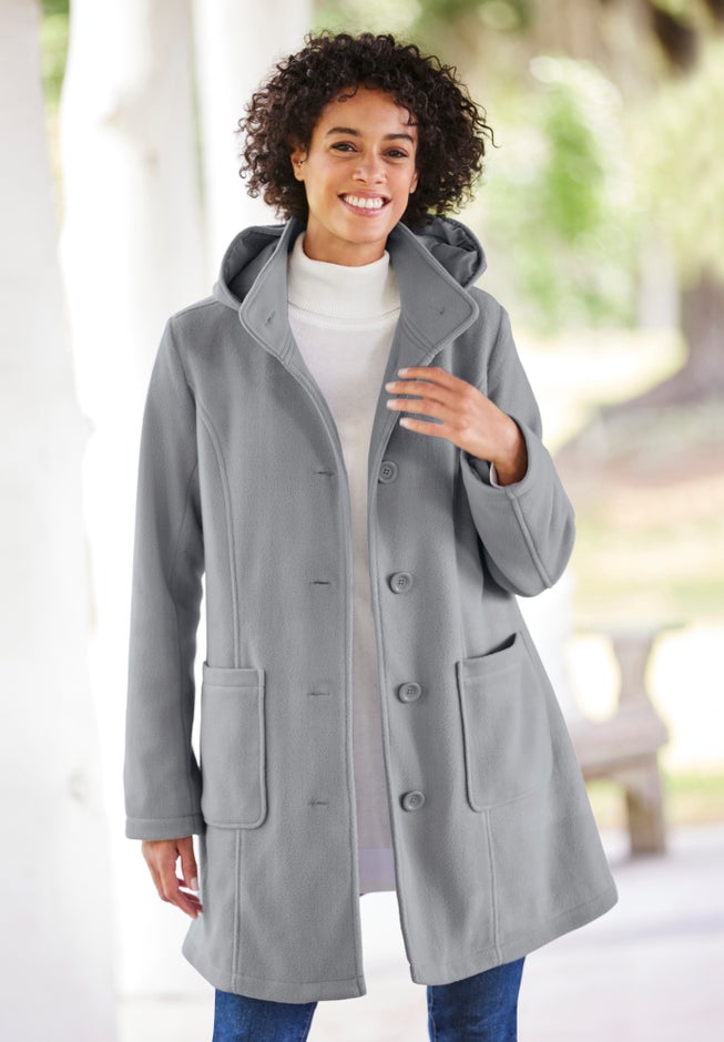 Hooded A-Line Fleece Coat image number 0