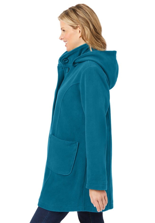 Hooded A-Line Fleece Coat image number 2