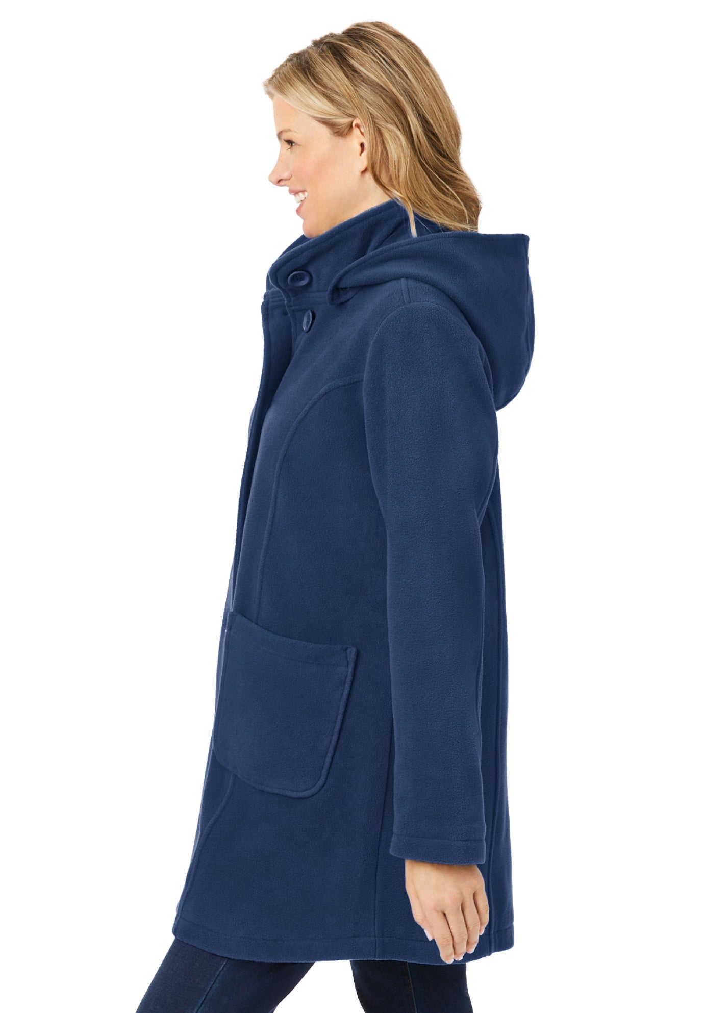 Hooded A-Line Fleece Coat image number 2
