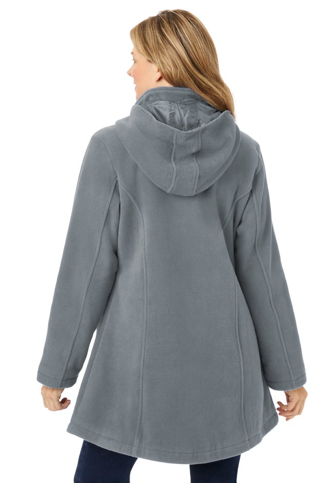 Hooded A-Line Fleece Coat image number 1
