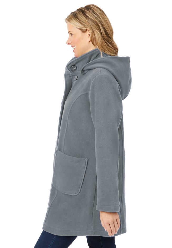 Hooded A-Line Fleece Coat image number 2
