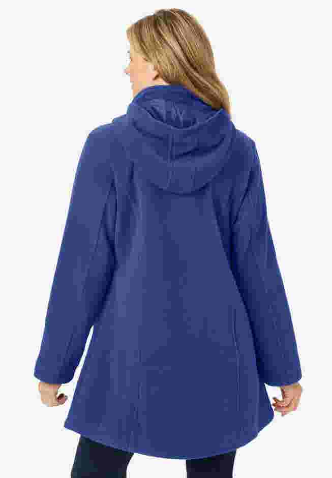 Hooded A-Line Fleece Coat image number 1