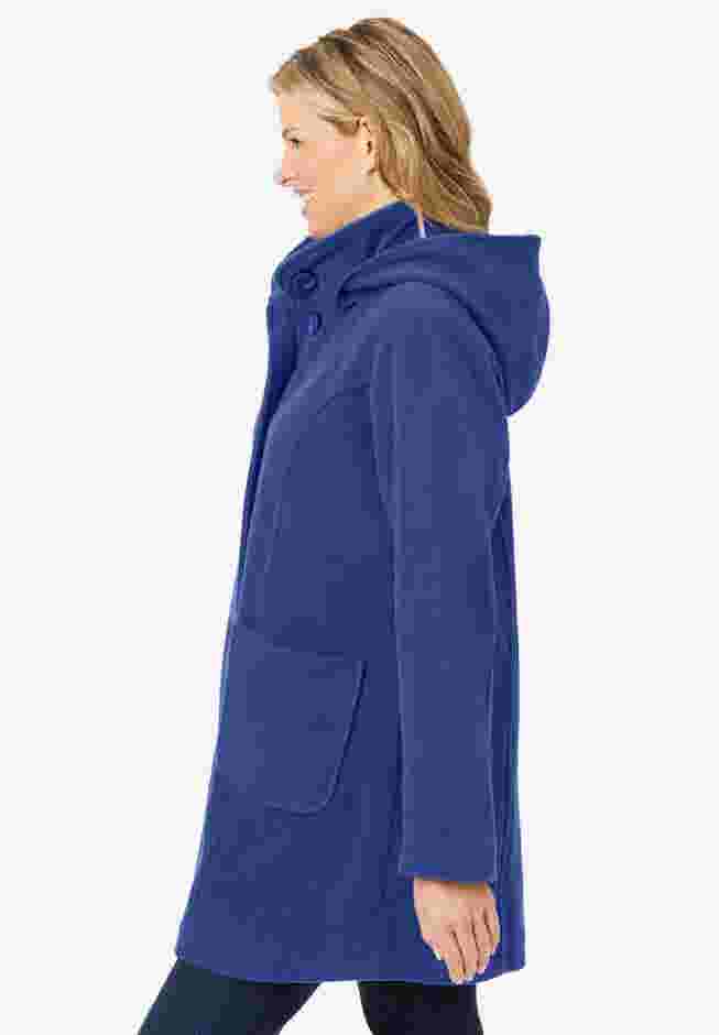 Hooded A-Line Fleece Coat image number 2
