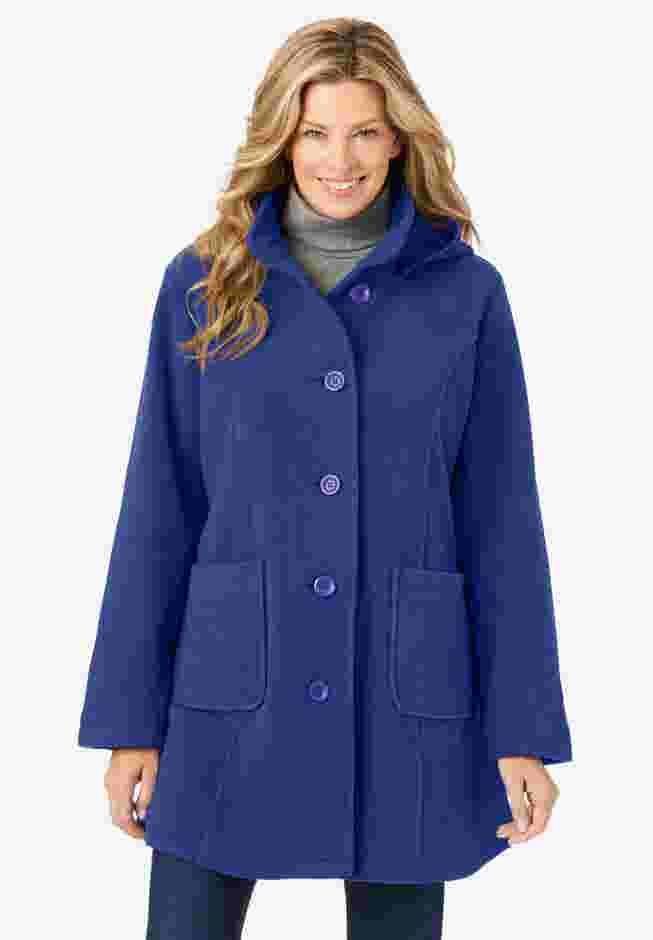 Hooded A-Line Fleece Coat image number 0