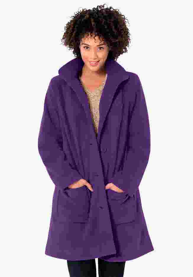 Hooded A-Line Fleece Coat image number 0