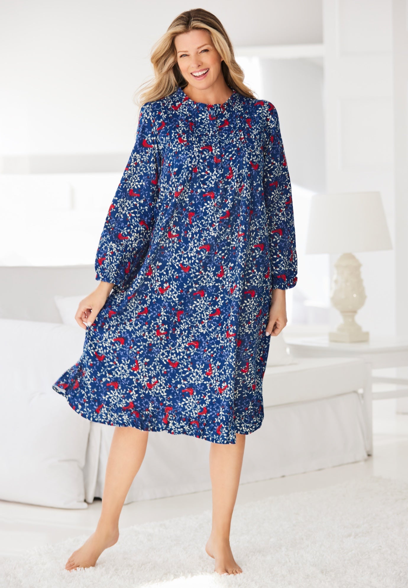 Cotton Flannel Print Short Gown  image number 5