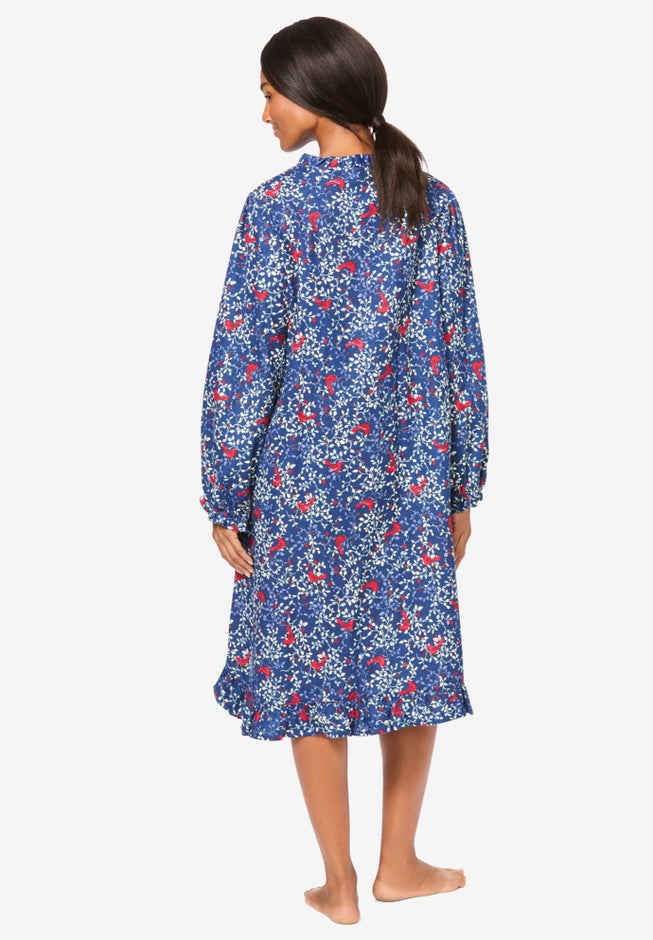 Cotton Flannel Print Short Gown  image number 1