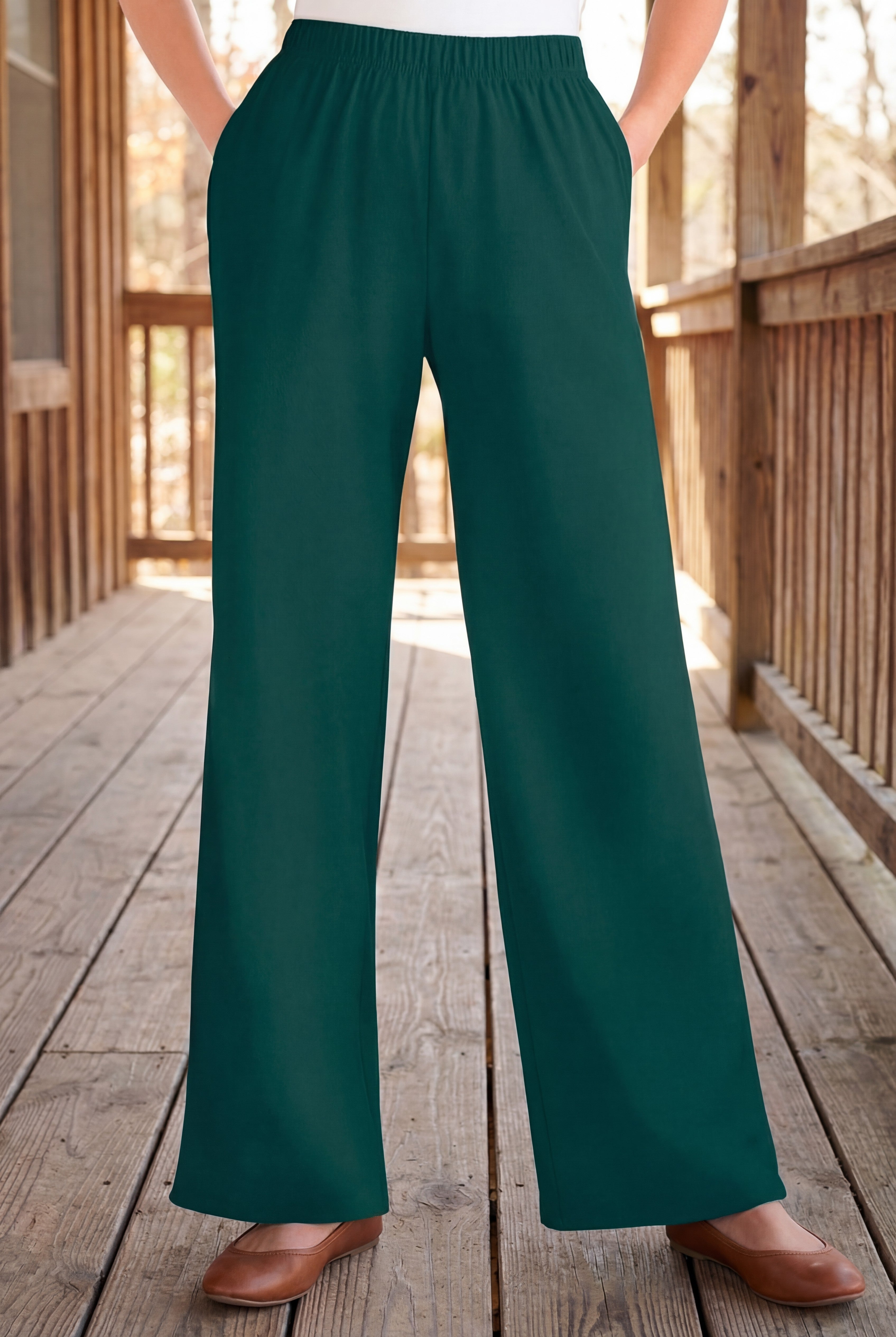 7-Day Wide-Leg Elastic-Waist Stretchy Knit Pant image number 0