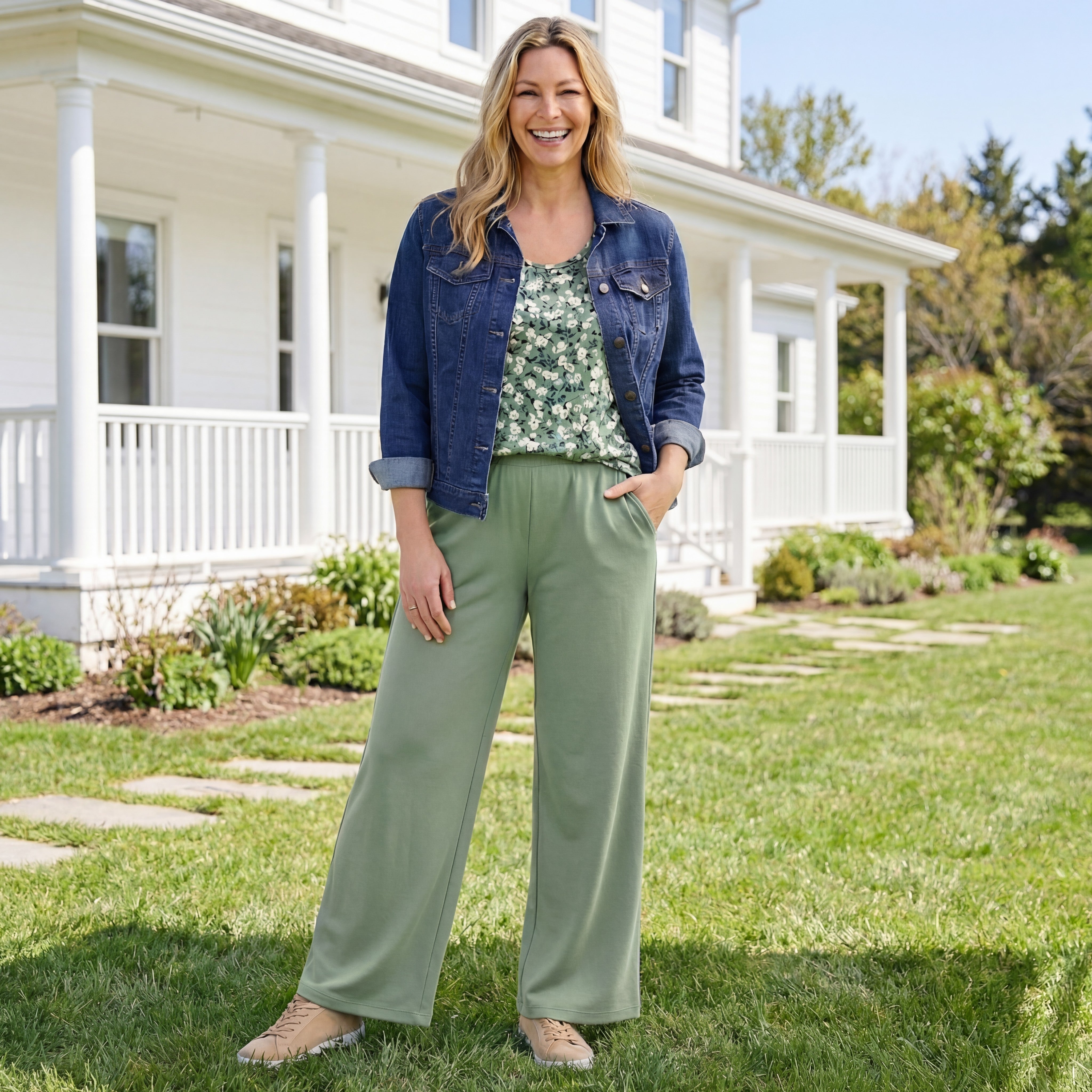 7-Day Wide-Leg Elastic-Waist Stretchy Knit Pant image number 0